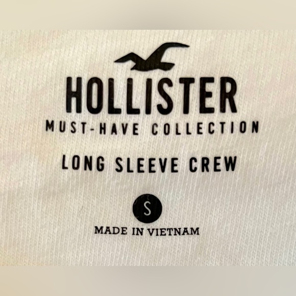 Hollister Long Sleeve Tee. Size Men’s S. Color White and Grey. - Picture 3 of 3